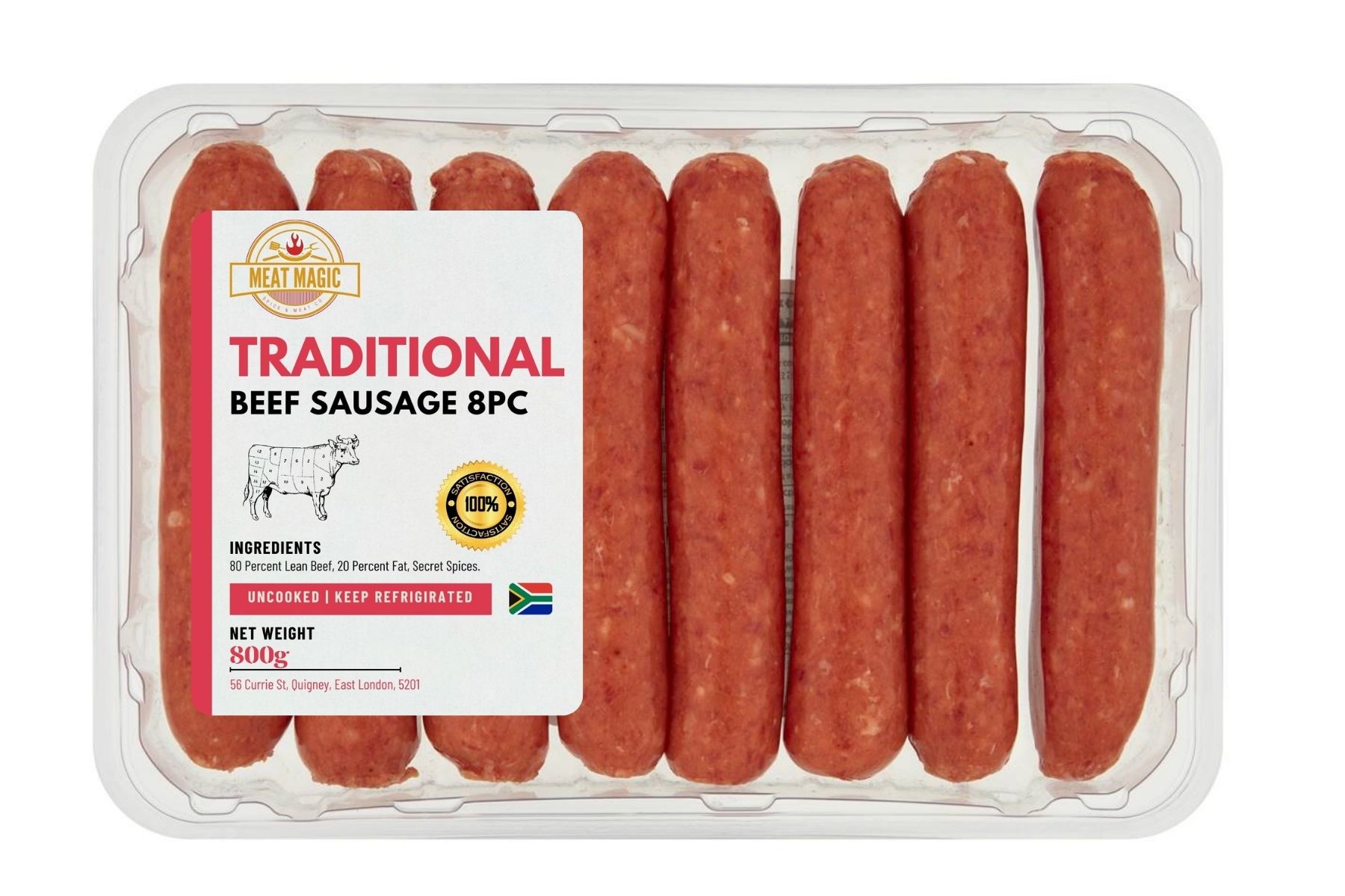 Meat Magic Traditional Beef Sausage 8pc 800g