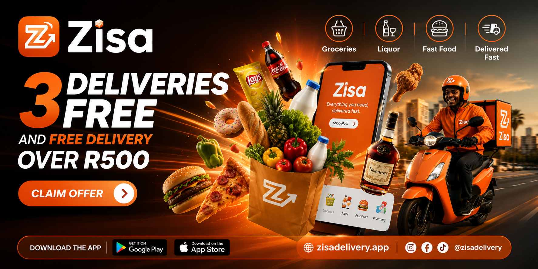 Zisa Delivery — 3 deliveries free and free delivery over R500