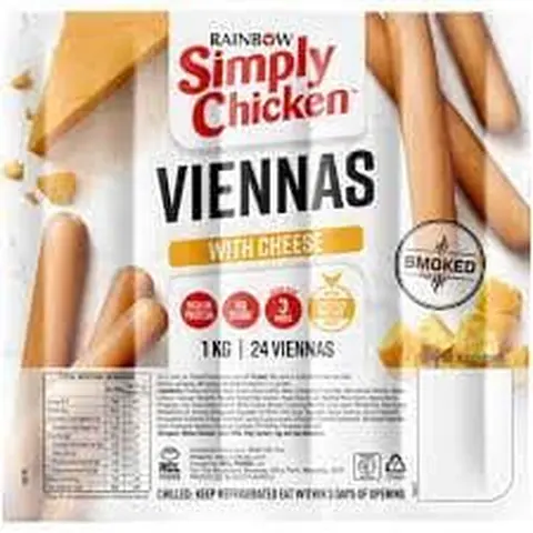 Simply Chicken Viennas with Cheese 1kg